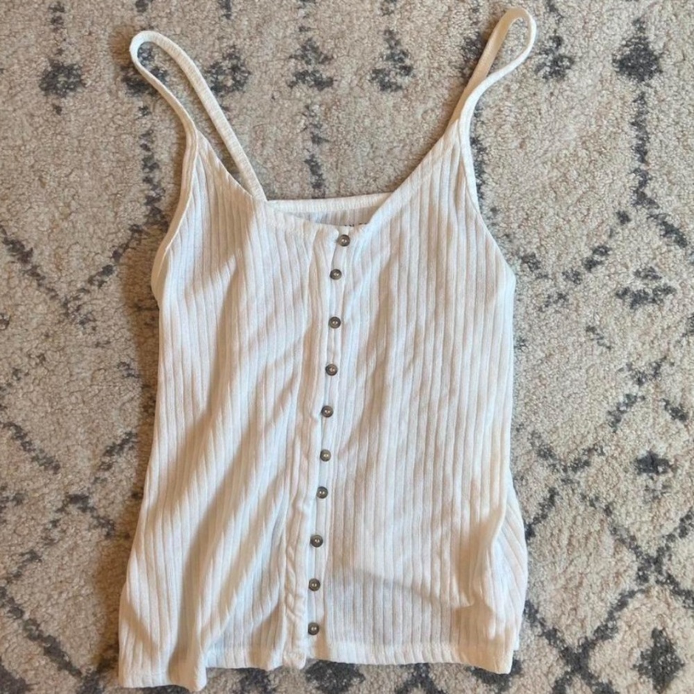 American Eagle White Tank Top with Buttons